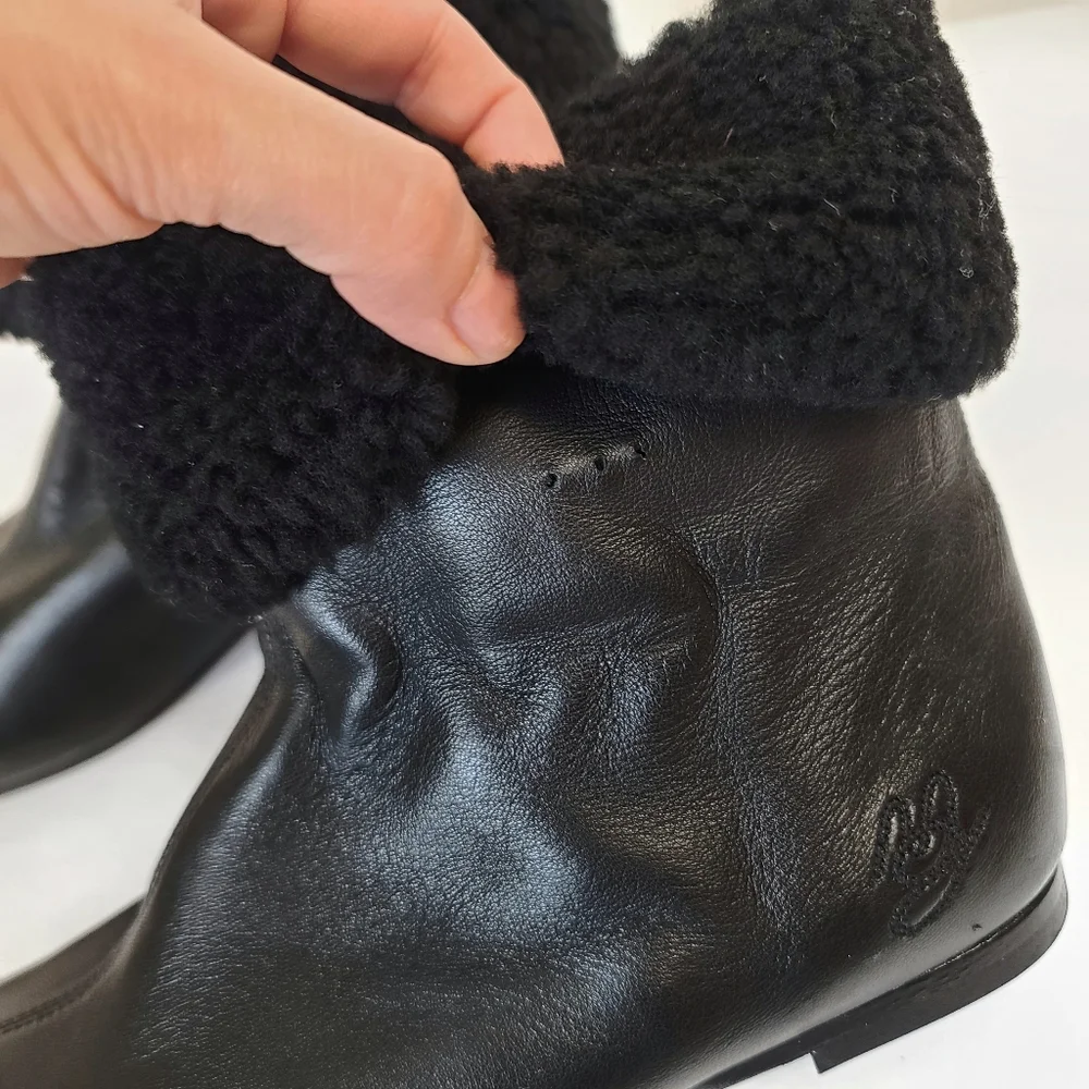 Mansur Gavriel | Cosy Boots in Black Lambskin Sheep Shearling Size 8 - Picture 7 of 14